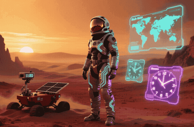 Насколько время на Марсе отличается от земного согласно теории относительности. Фото.
