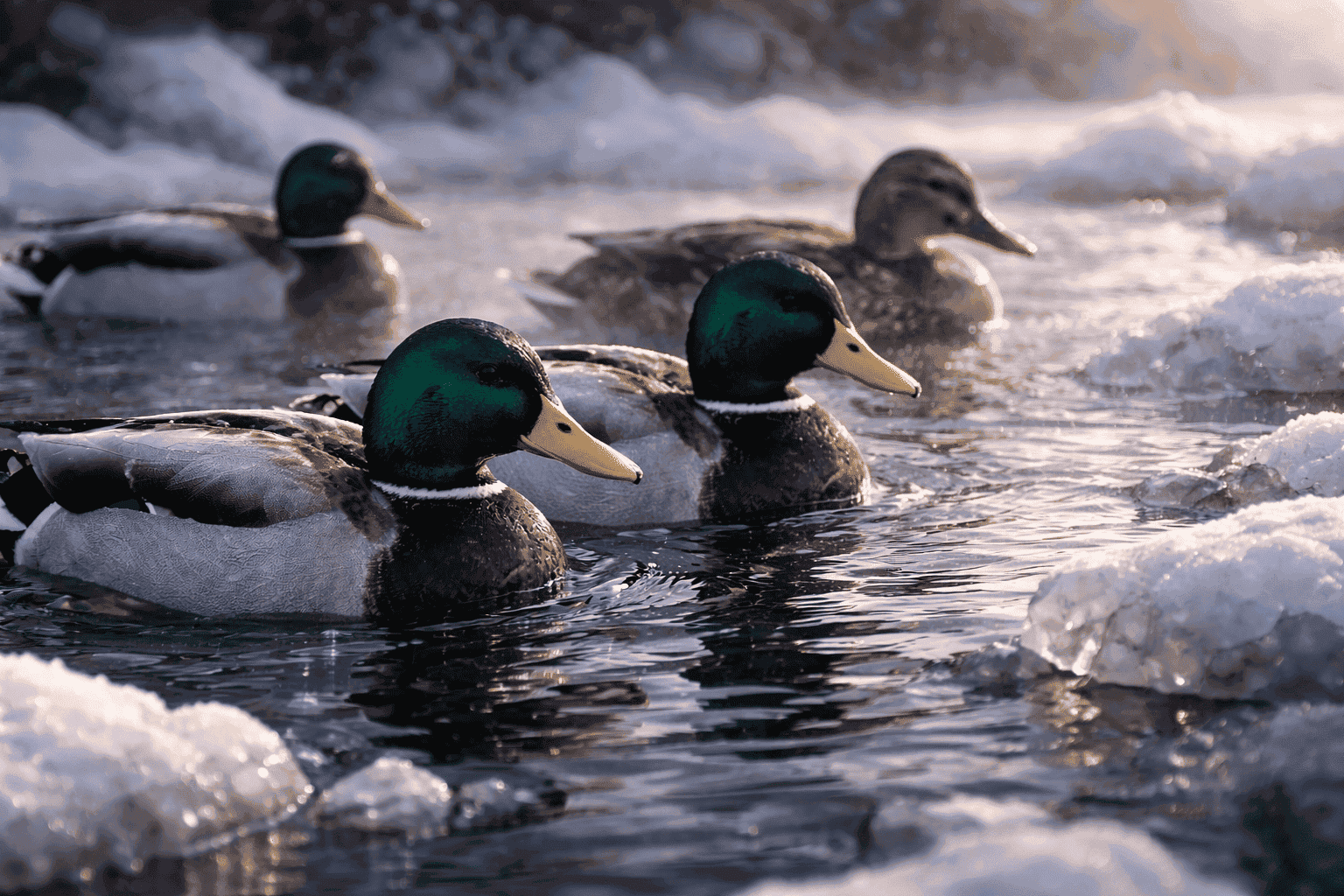Утки распределяют жирный секрет и поддерживают «замок» из бородок пера, из-за чего вода скатывается, а внутри держится воздух. Фото.