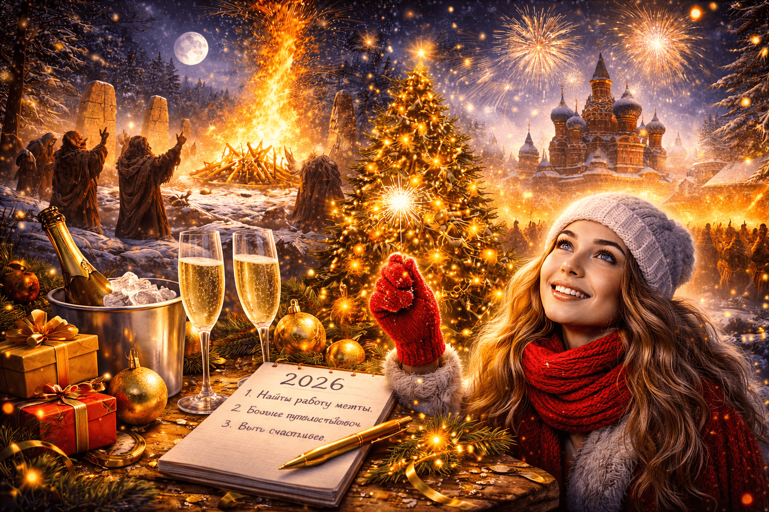 Вот так перемешались, видоизменились традиции перехода от одного года/рубежа к другому. Фото.