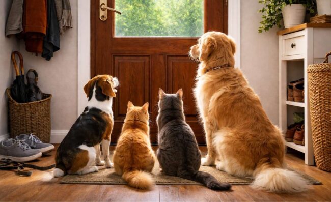 Почему домашние животные чувствуют возвращение хозяина. Фото.