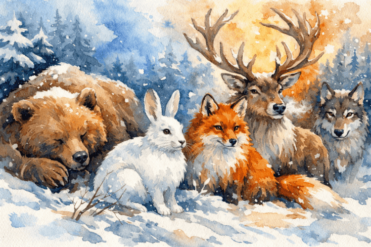 Почему именно медведь, олень, лиса и заяц стали символами зимы. Животные-символы зимы: не сказки, а логика выживания. Фото.
