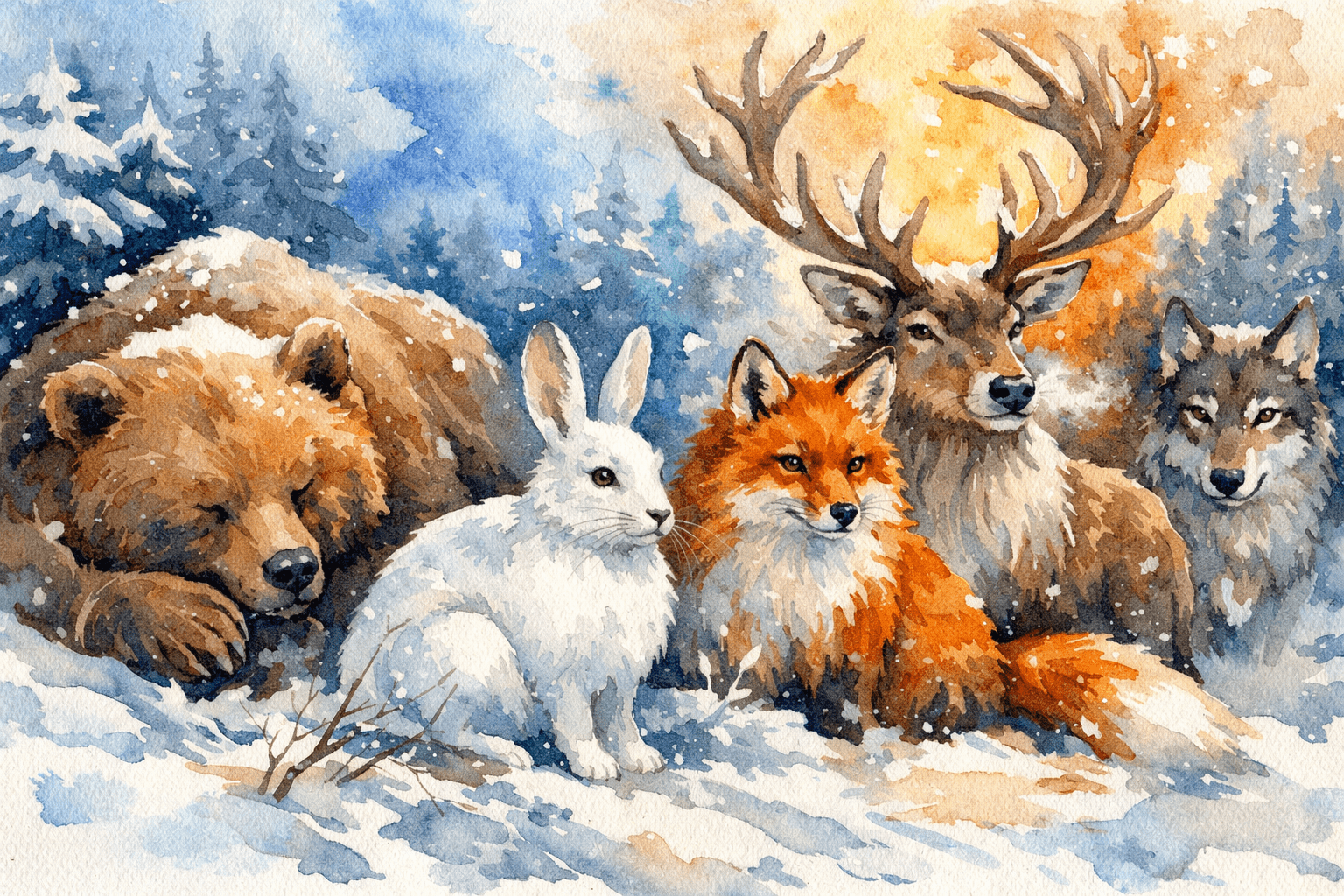 Почему именно медведь, олень, лиса и заяц стали символами зимы