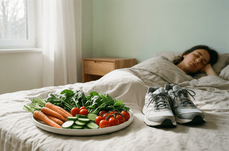 Сон, диета и физическая активность. Хороший сон, правильное питание и всего несколько минут активности в день могут продлить жизнь на 10 лет и более. Фото.