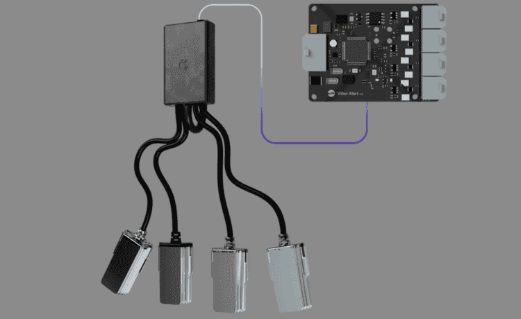 Важность предупреждений для мотоциклистов. Блок управления и четыре вибромотора. Изображение: NewAtlas. Фото.