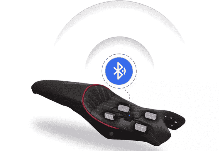 Как работает вибрационная система безопасности для мотоцикла. Система располагается под сиденьем и работает через Bluetooth. Изображение: NewAtlas. Фото.