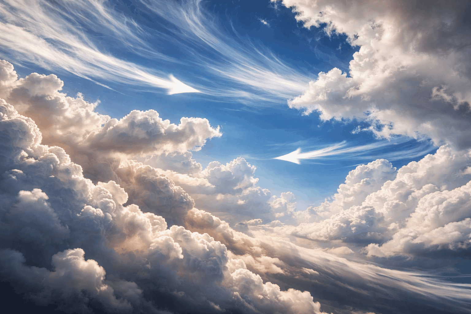 Почему на разной высоте ветер дует в разные стороны. Причина облаков, плывущих в разные стороны, — разные ветры на разных высотах. Это типичное проявление вертикального сдвига ветра. Фото.