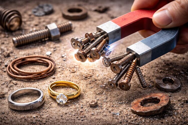 Какие металлы притягивает магнит и почему. Дело действительно не в «металличности», а в типе магнитного поведения вещества и в том, как в нём могут выстраиваться магнитные моменты электронов (домены). Фото.