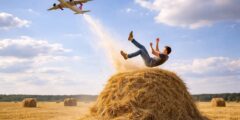 Можно ли выжить, если упасть из самолета на стог сена? Фото.