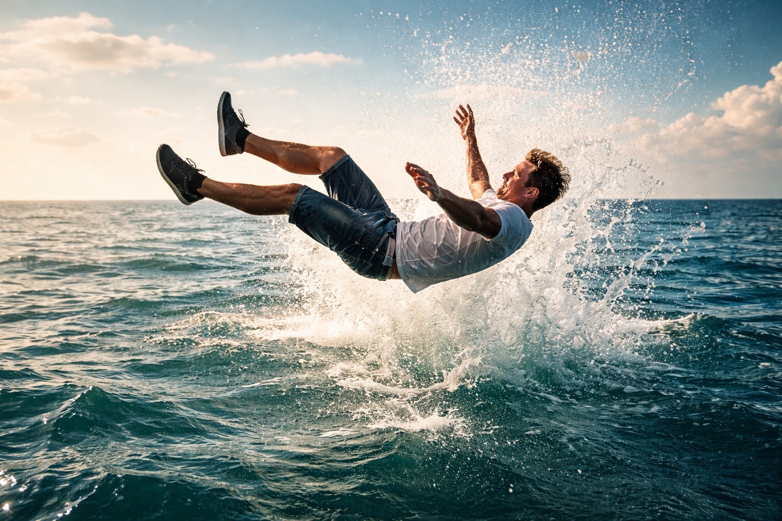 В некоторых случаях удар об воду вообще может убить. Фото.