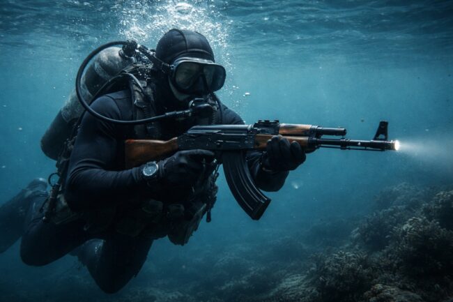 Можно ли стрелять из оружия под водой? Фото.