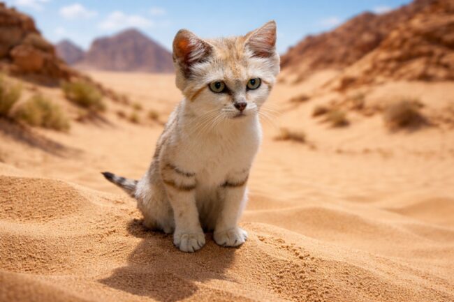 Барханный кот: единственный в мире, который лает как собака. Фото.