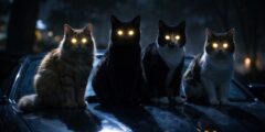 Почему глаза кошек светятся в темноте? Фото.