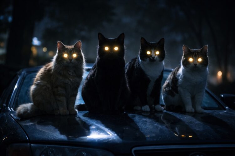 Почему глаза кошек светятся в темноте? Светящиеся по ночам глаза нужны кошкам не просто так. Фото.