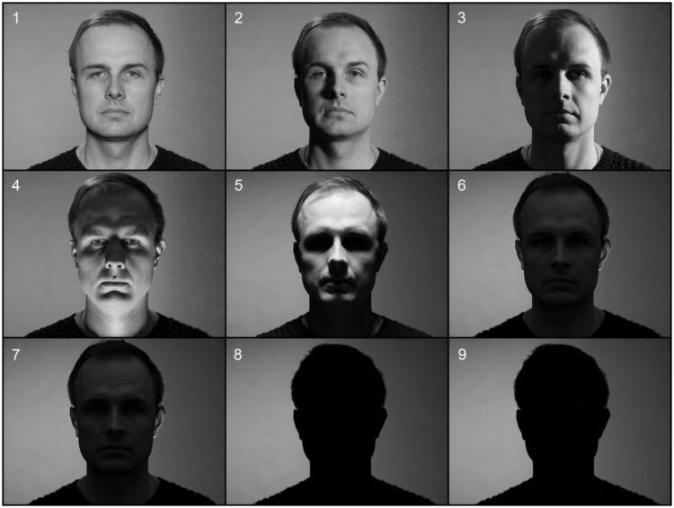 Как мозг распознаёт лица и почему это плохо работает в сумерках. Посмотрите как меняются лица при разном освещении, и даже силуэт кажется другим. Источник изображения: frontiersin.org. Фото.