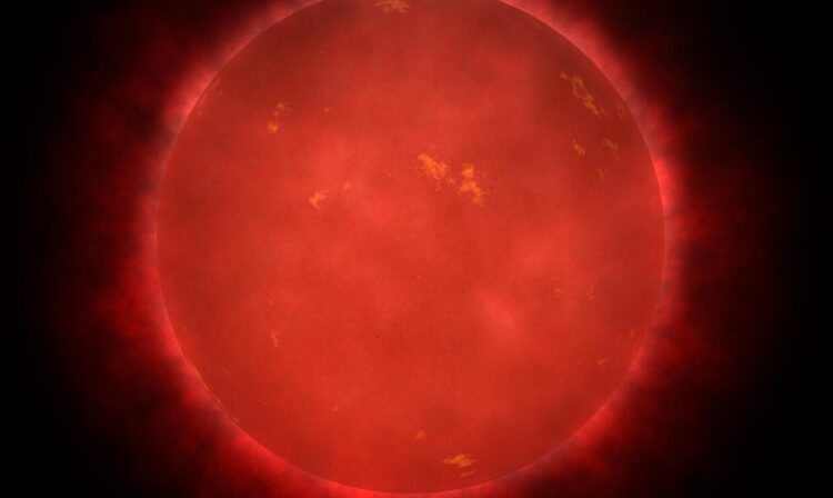 Сколько живут планеты. Красный карлик в представлении художника. Источник изображения: wikimedia.org. Фото.