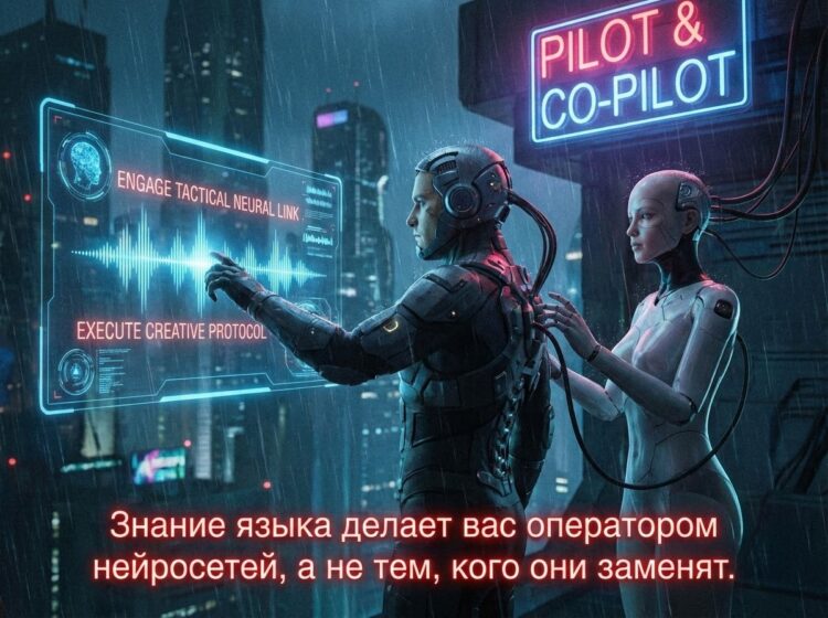 Английский как страховка от ИИ (Стратегия выживания). Со знанием английского вы станете асом нейросетей. Фото.