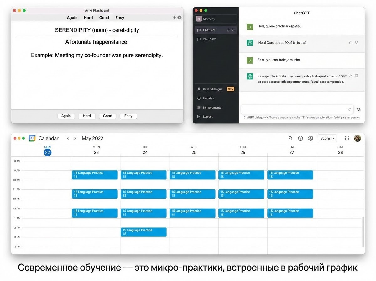 Изучение английского можно легко встроить в рабочий график. Фото.