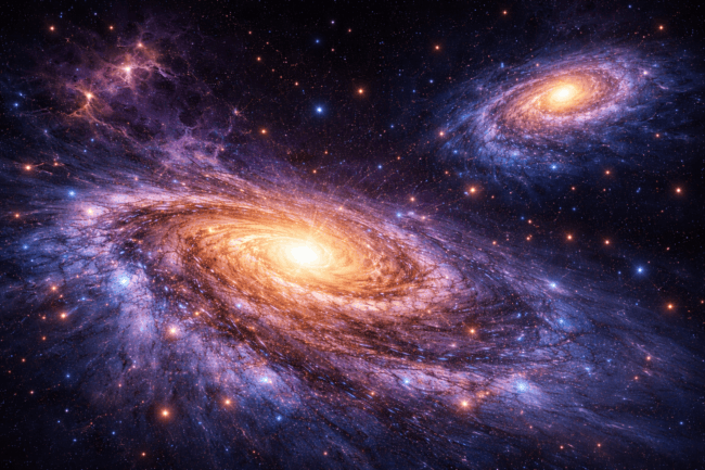 Почему галактики сталкиваются, если Вселенная постоянно расширяется. Фото.