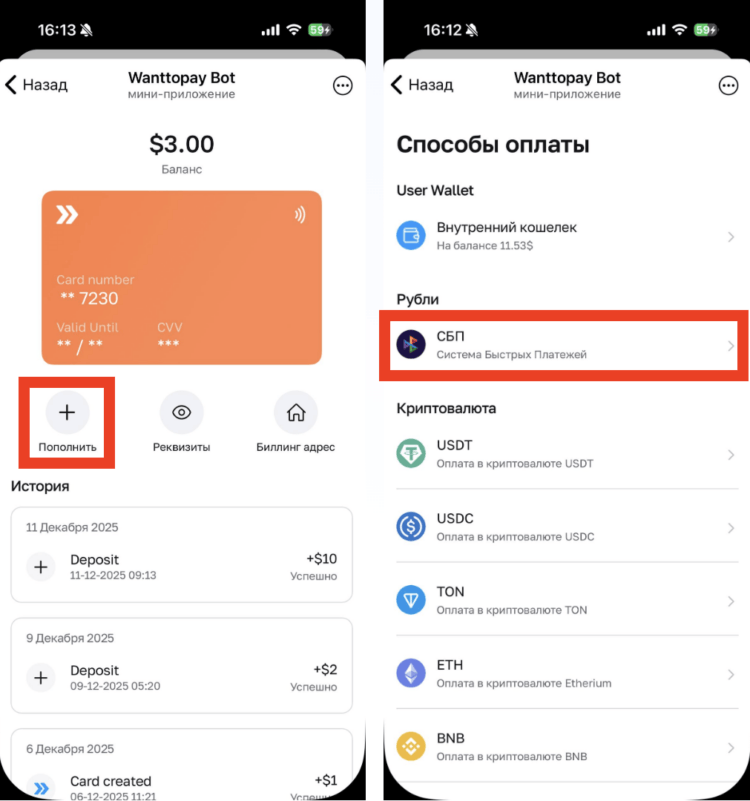 Как пополнить зарубежную карту. Пара касаний — и баланс пополнен. Фото.