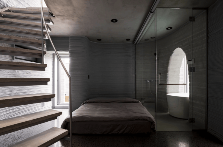 Дом в виде пещеры. Спальня на первом этаже, но тут тоже хватает света. Изображение: Onocom. Дом в виде пещеры. Спальня на первом этаже, но тут тоже хватает света. Изображение: Onocom. Фото.