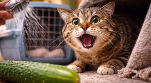 Чего боятся кошки? 8 подтвержденных страхов, включая огурцы и воду