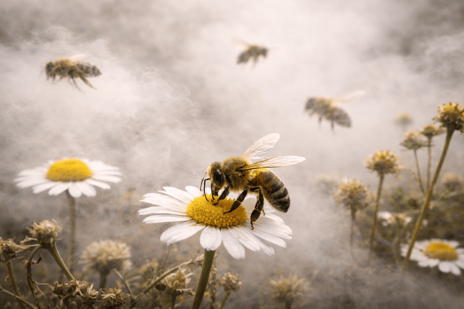 Почему из-за загрязнения воздуха насекомые перестают опылять растения и узнавать друг друга. Загрязнение воздуха отвлекает насекомых от опыления и размножения. Почему так происходит? Фото.