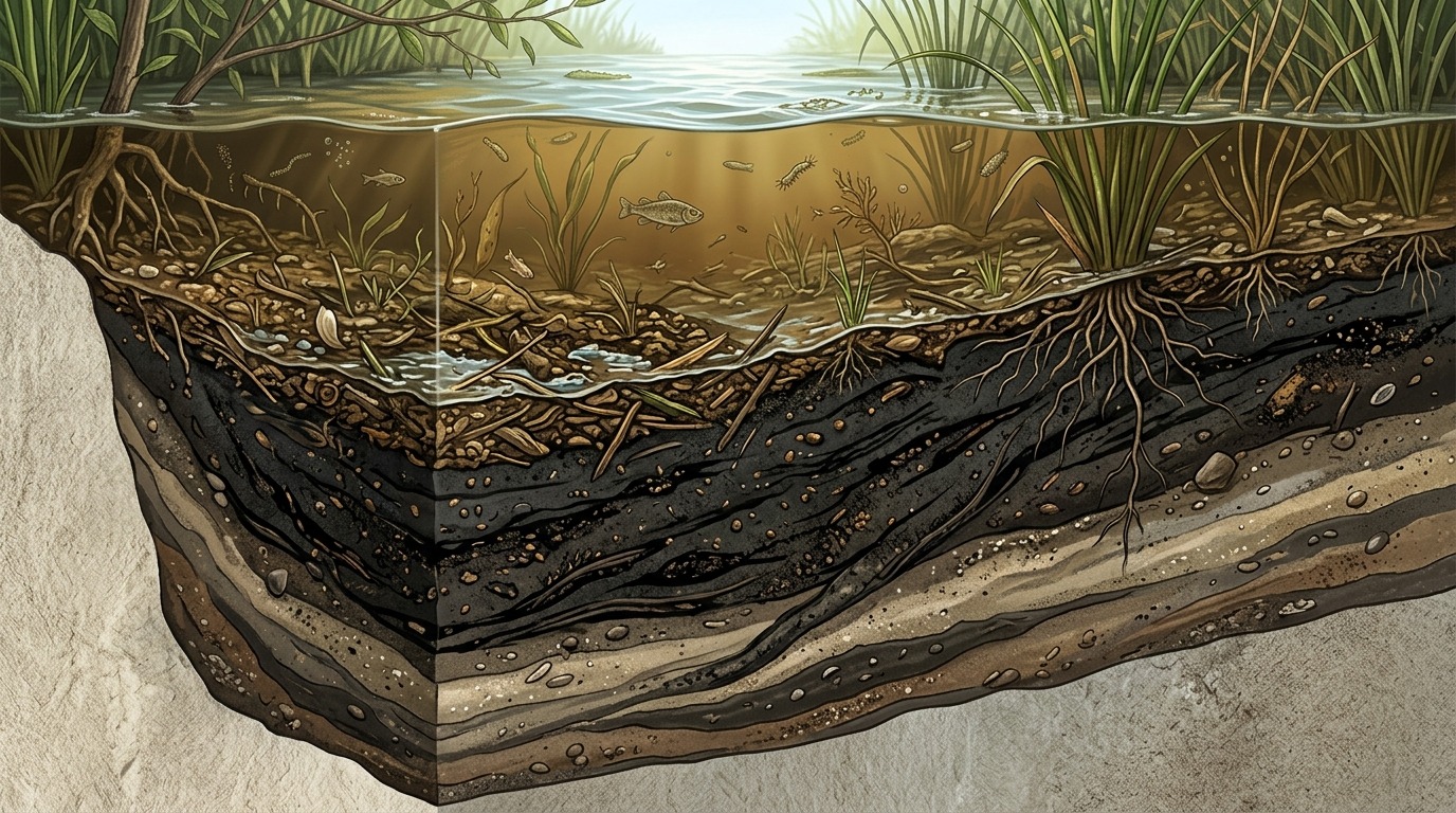 Сколько углерода поглощает одна бобровая плотина. Углерод накапливается в донных отложениях бобровых прудов, где разложение органики почти останавливается. Сколько углерода поглощает одна бобровая плотина. Углерод накапливается в донных отложениях бобровых прудов, где разложение органики почти останавливается. Фото.