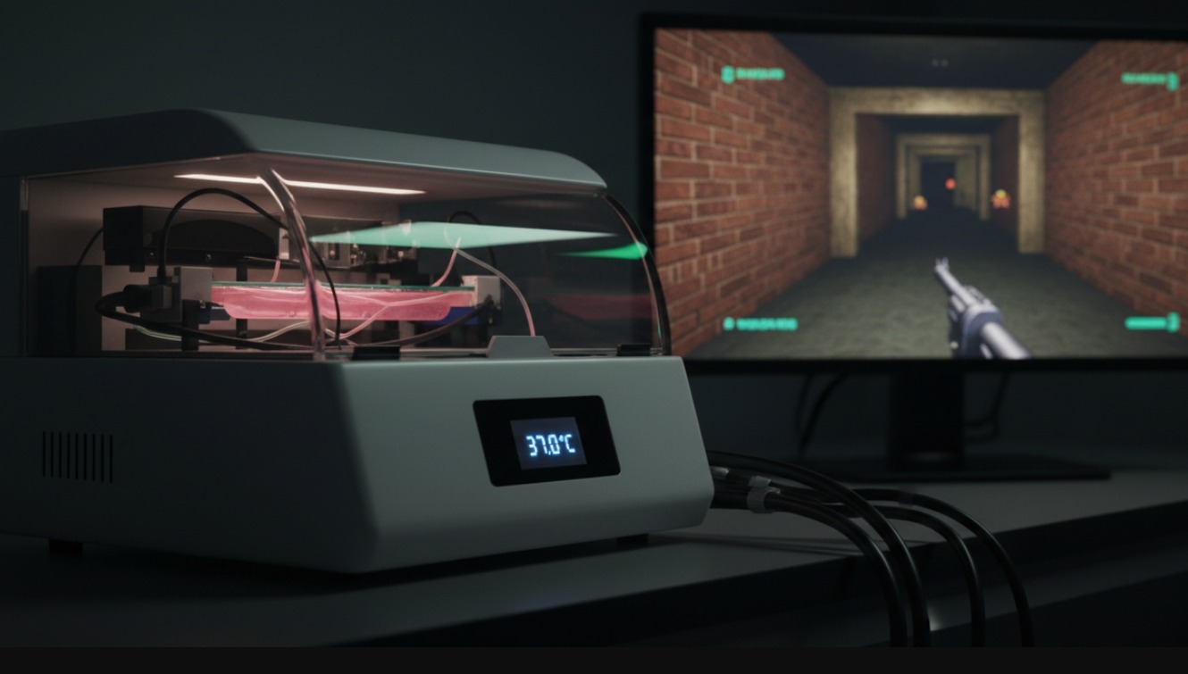 Что такое биологический компьютер. Клетки мозга в инкубаторе, способные играть в Doom. Источник изображения: bing.com. Фото.