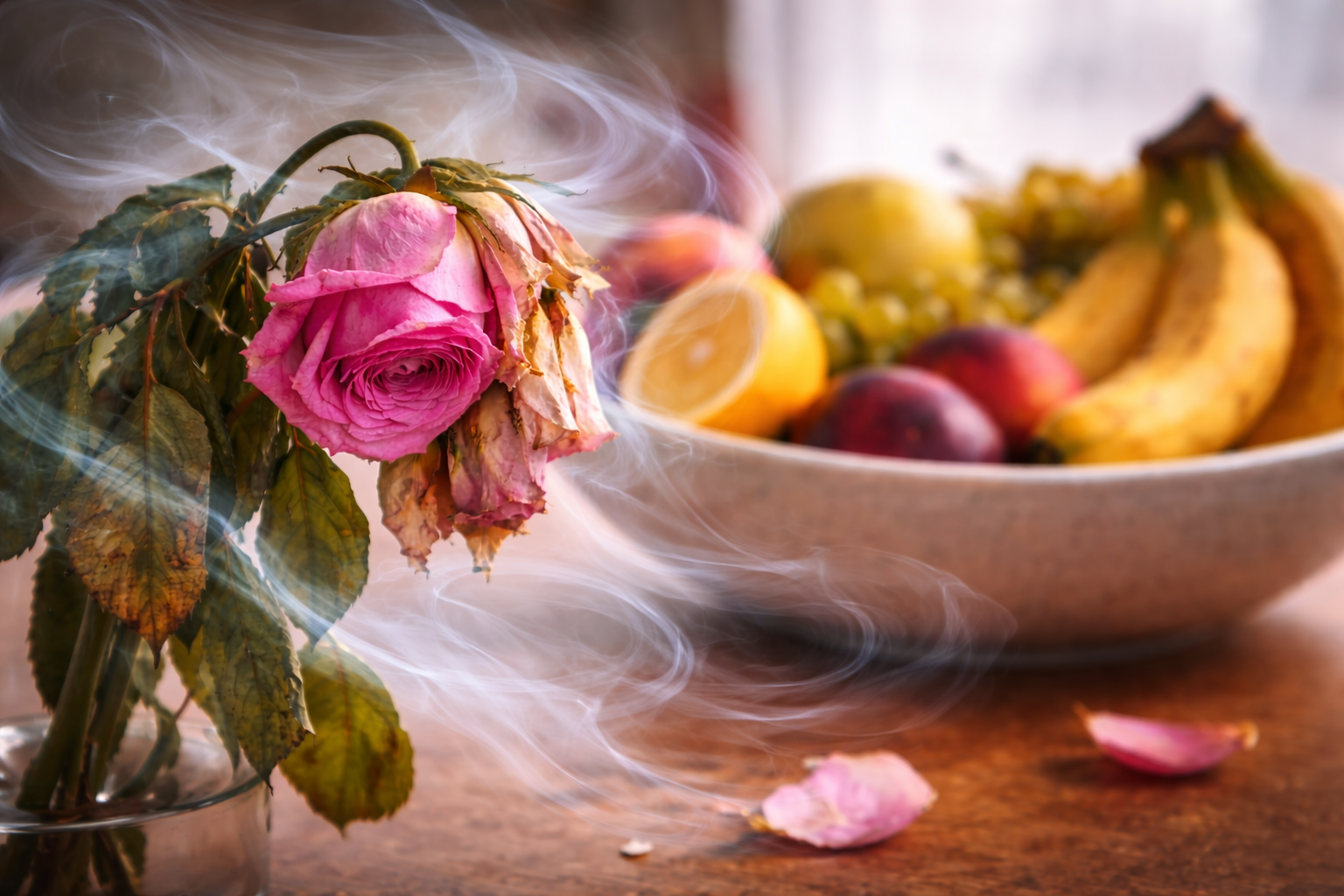 Почему фрукты выделяют этилен и как он влияет на цветы. Этилен — природный растительный гормон в газообразной форме; он участвует в созревании плодов и в процессах старения тканей растений. Фото.