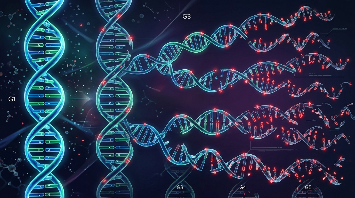 Схематическое изображение накопления мутаций в ДНК при серийном клонировании