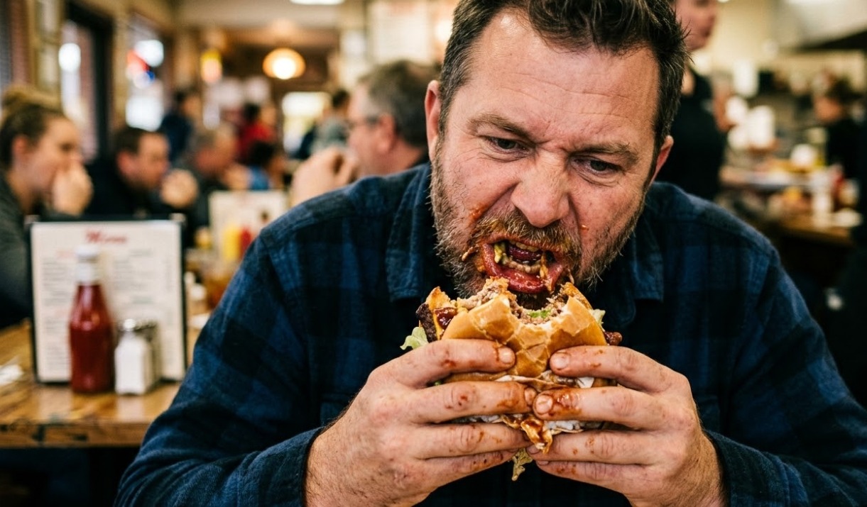 Часто икота возникает из-за того, что человек слишком быстро ест. Фото.