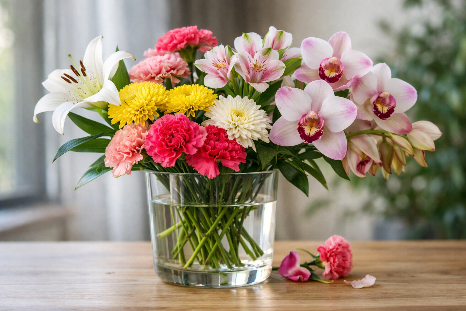 Which flowers last the longest in a vase: the most resilient bouquets. A guide for men and beyond: chrysanthemums, carnations, alstroemerias, lilies, and orchids are the most resilient flowers for a vase. Photo.