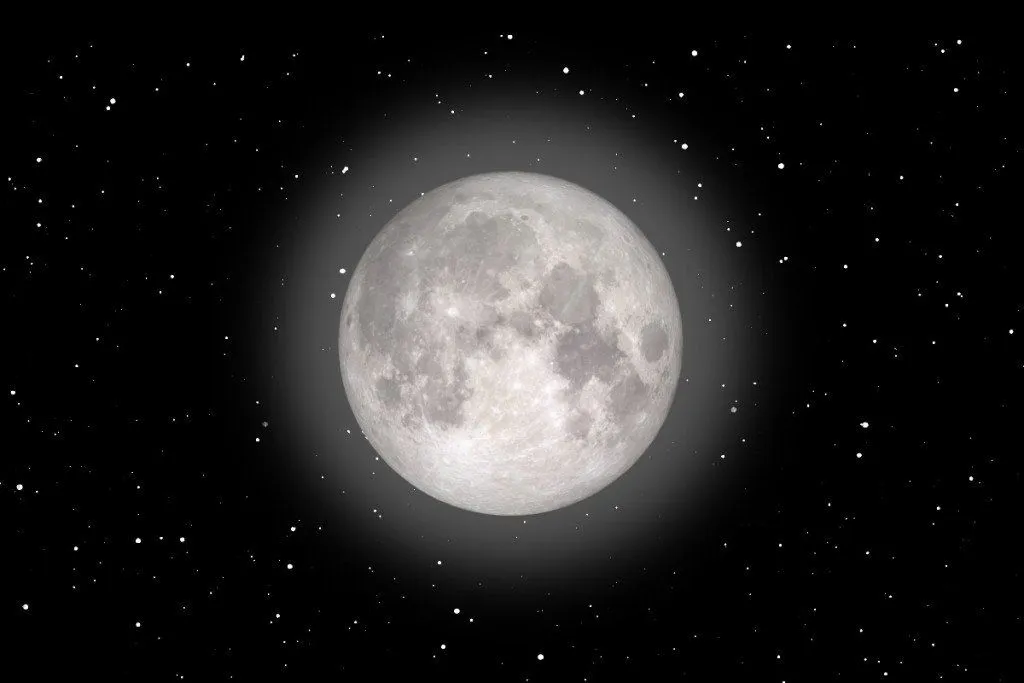 Поверхность Луны: над ней лишь едва заметная экзосфера, а за ней открытый космос. Фото.