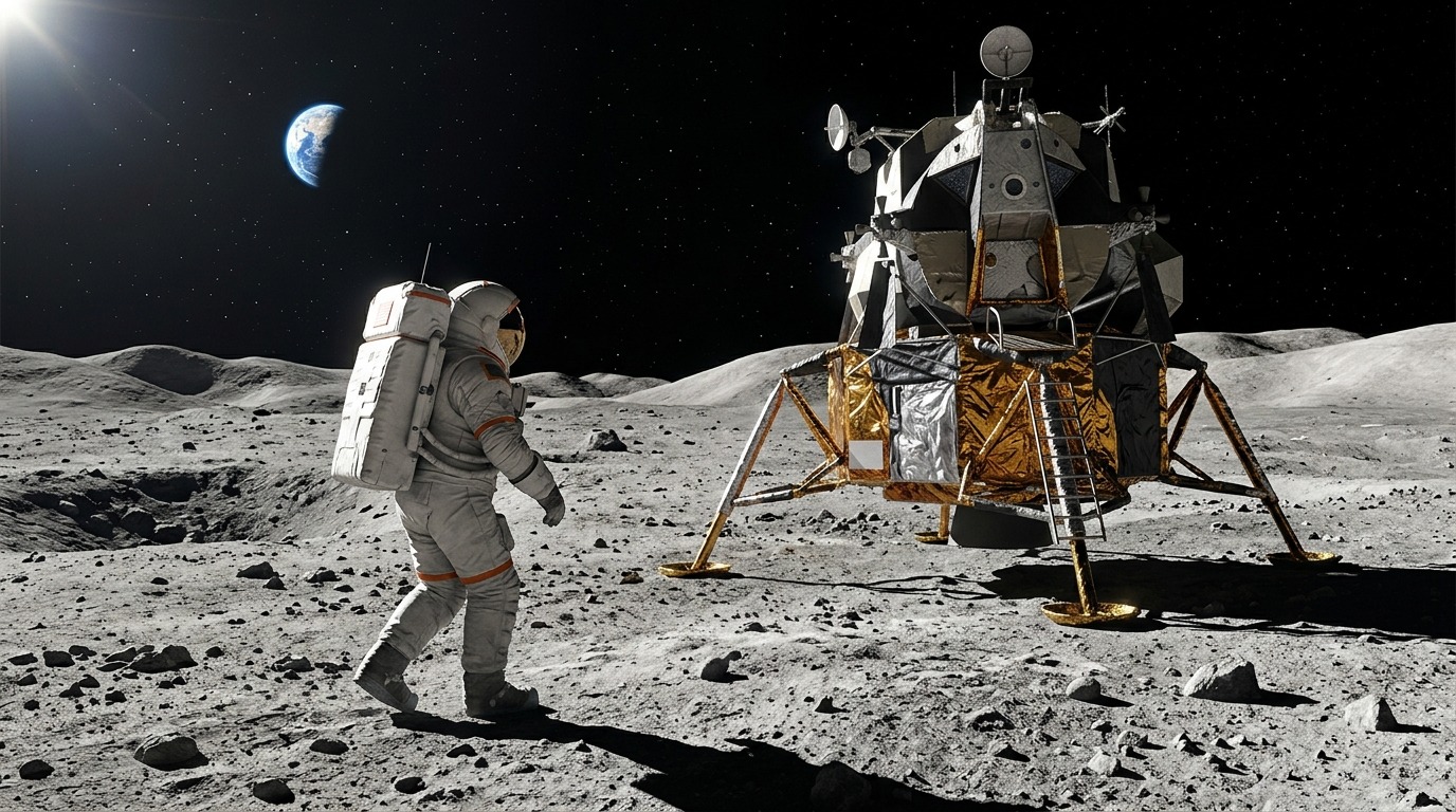 Будущим астронавтам придется работать на Луне без защиты атмосферы. Фото.