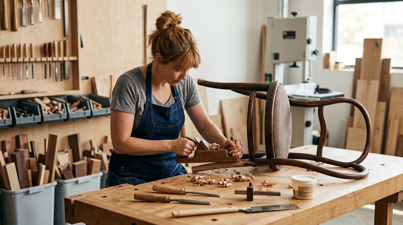 Ремонт деревянной мебели традиционными методами — подход, который работал в СССР и не потерял смысла сегодня. Фото.