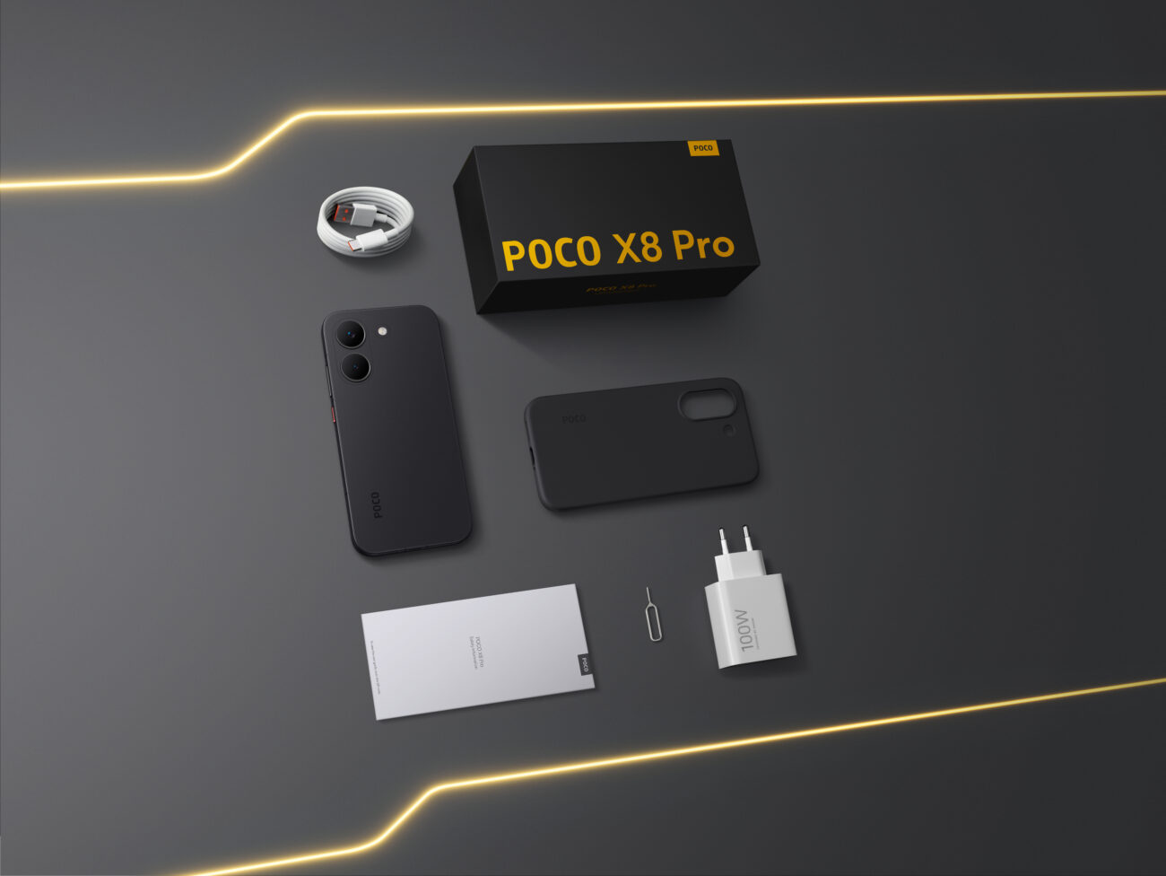 POCO X8 Pro: компактный смартфон с мощным процессором. В коробке всё необходимое, в том числе и чехол. Фото.