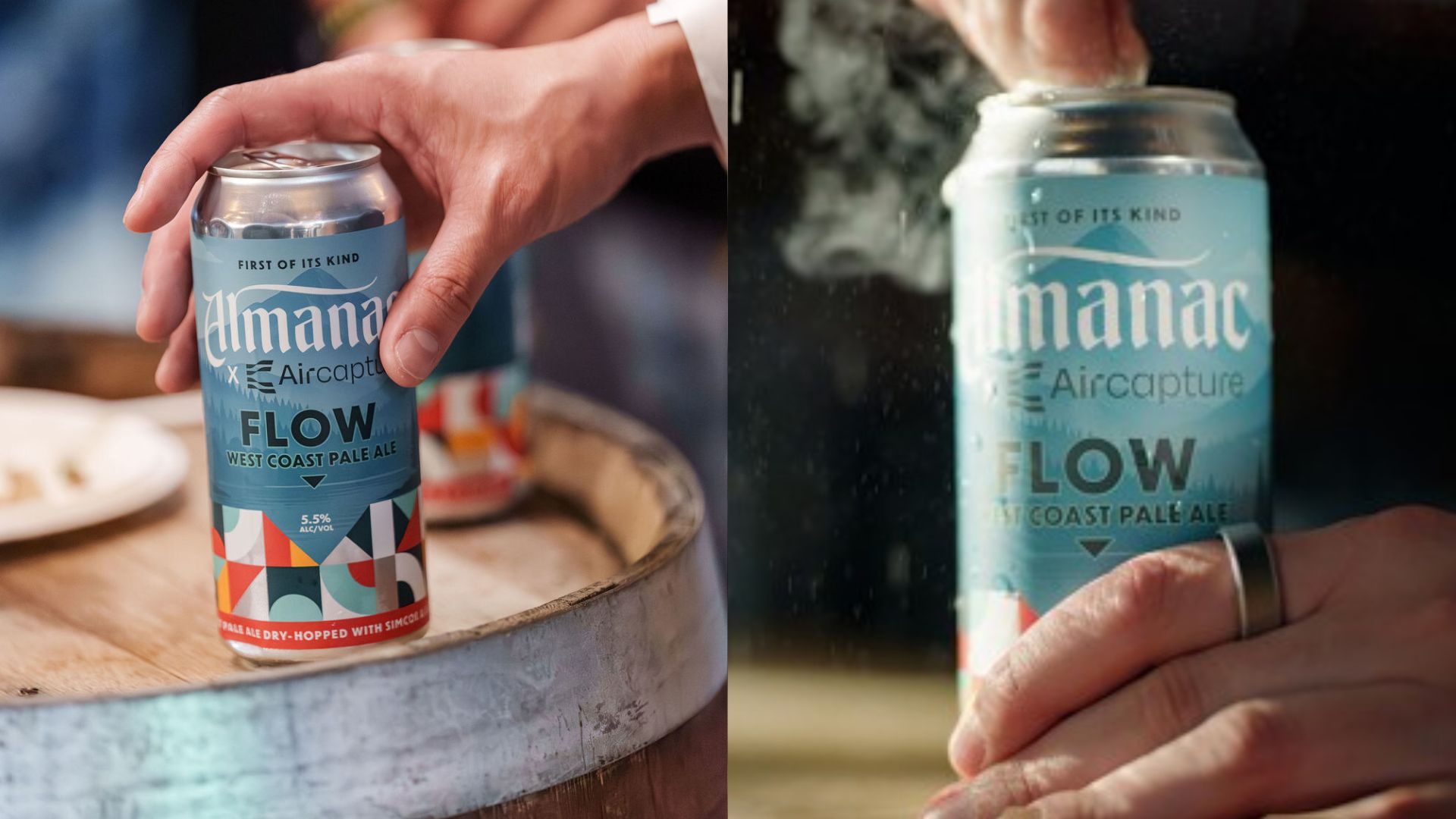 Пиво Flow — первое в мире пиво, газированное углекислым газом, полученным непосредственно из воздуха. Фото.