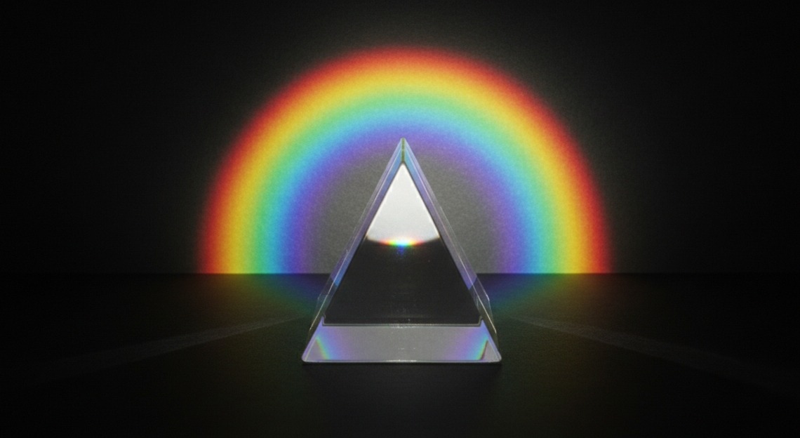 Какого цвета солнечный свет. Призма наглядно показывает: белый свет — это просто все цвета радуги, путешествующие вместе. Фото.