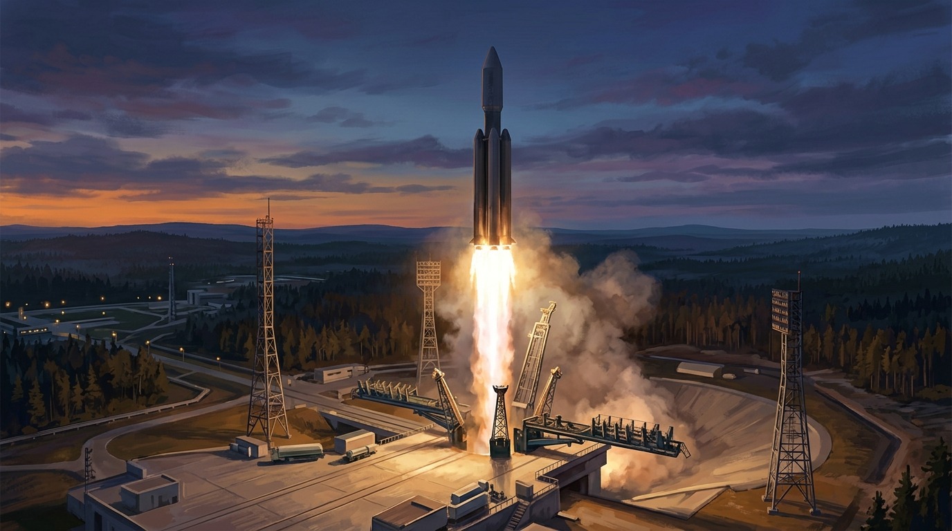 Запуск ракеты с космодрома Плесецк