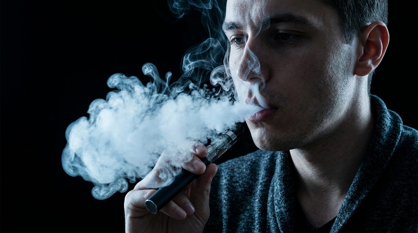 Пар электронной сигареты содержит канцерогенные соединения, и это доказано наукой. Фото.