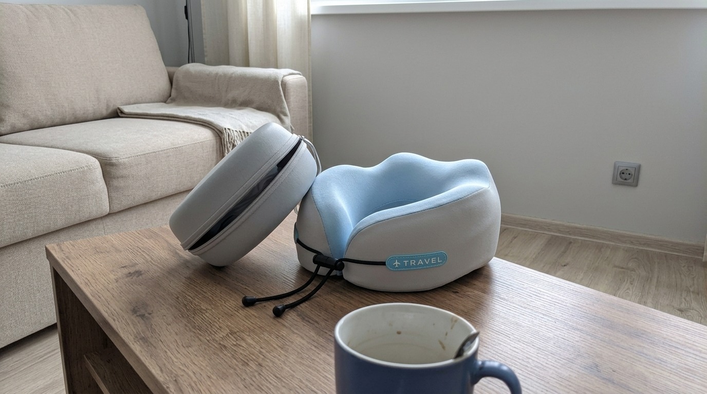 Лежит у меня на рабочем кресле — шея перестала ныть к вечеру. Фото.