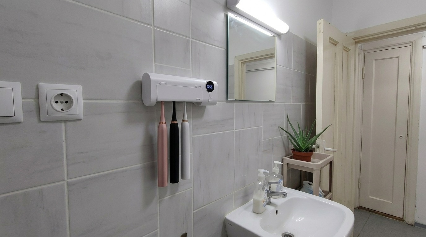 Висит в ванной с осени — щётки наконец перестали валяться где попало. Фото.