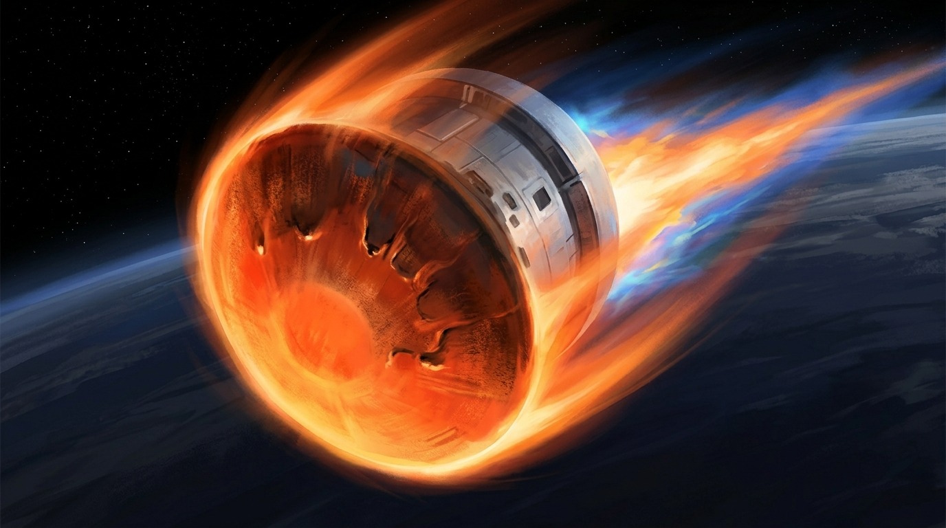 This is what Orion's atmospheric entry looks like: the heat shield heats up to nearly 2,800 °C