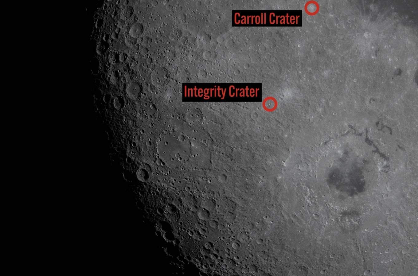 Расположение новых кратеров на Луне. Источник изображения: NASA. Фото.