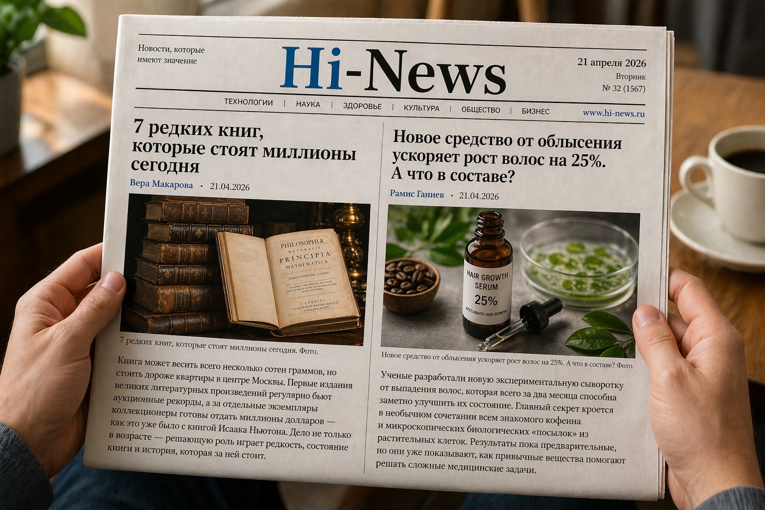 Газета Hi-news в представлении ChatGPT Images 2.0. Фото.