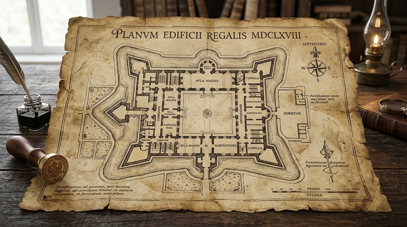 Старинный план здания, подобный тому, что обнаружила исследовательница. Фото.