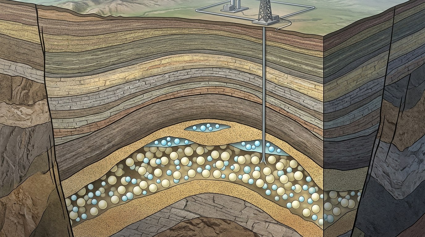 Гелий накапливается в подземных резервуарах вместе с природным газом. Фото.