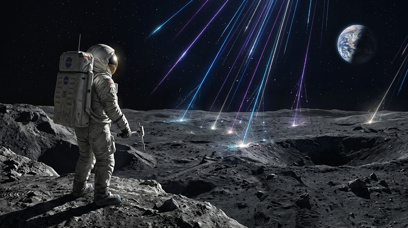 Космические лучи беспрепятственно достигают лунной поверхности. Фото.