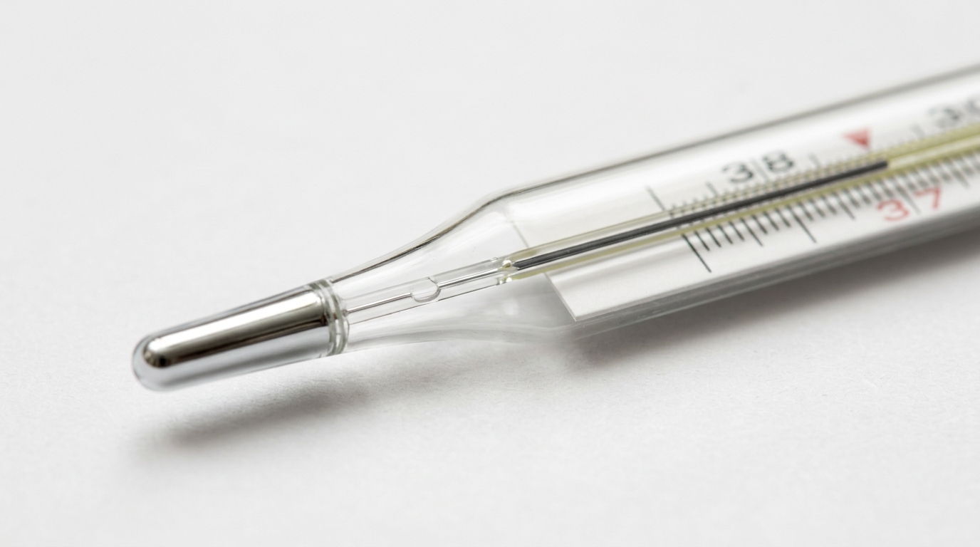 Ртутный градусник — привычный, но небезопасный бытовой предмет. Фото.