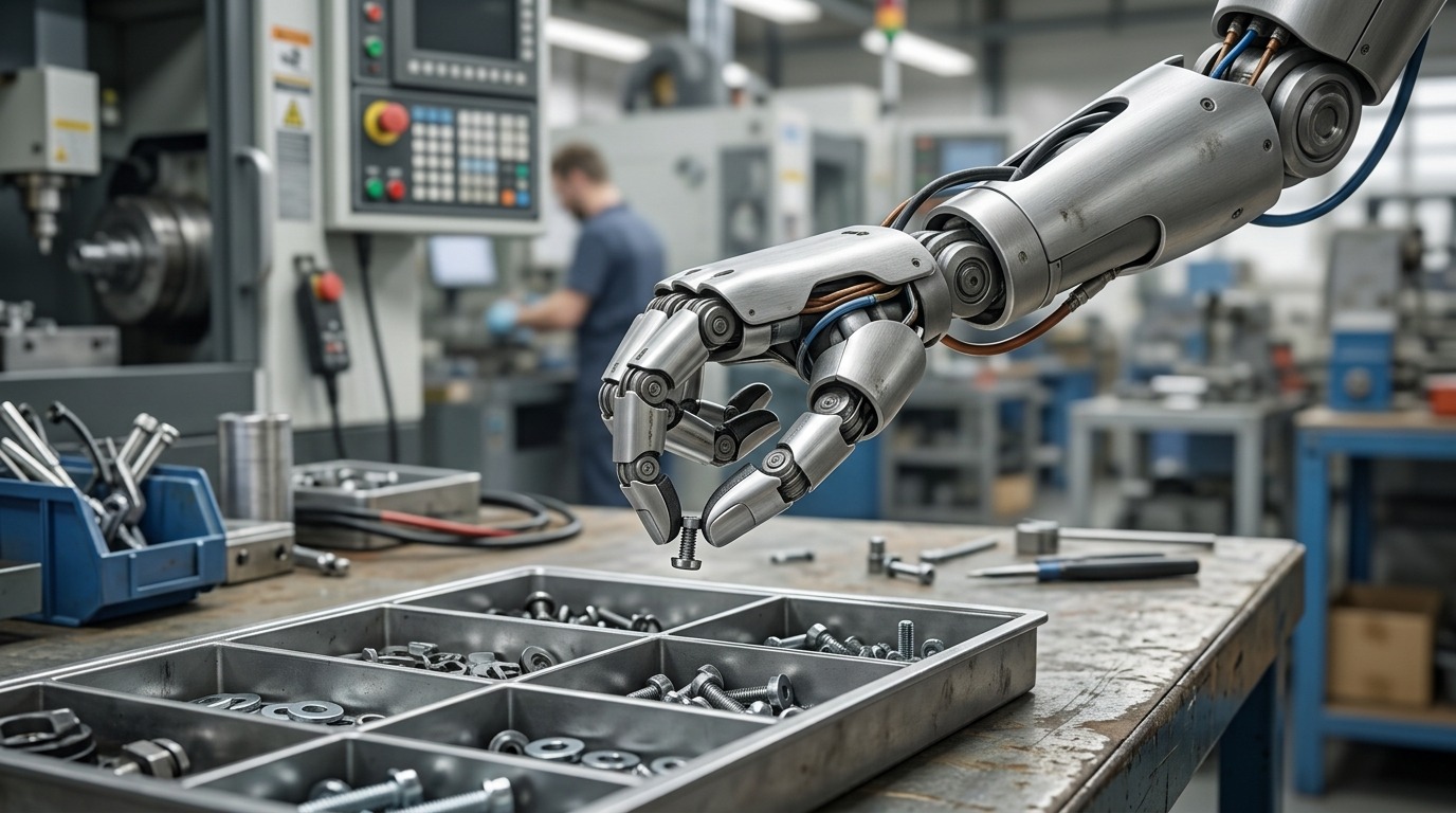 Робот учится захватывать мелкие детали двумя пальцами